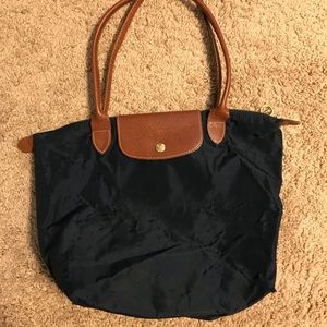 Navy Longchamp Small Le Plaige Tote